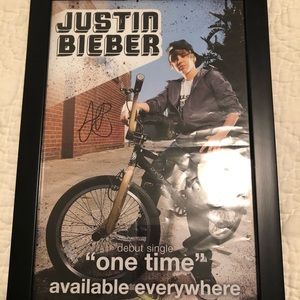 Signed framed Justin Bieber poster from 2009